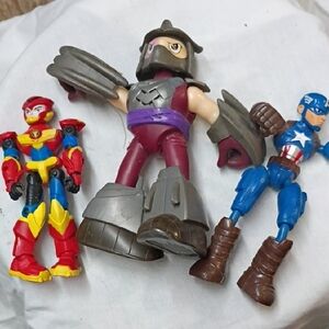 Heroic Trio Action Figure Set - Red, Blue, Gray